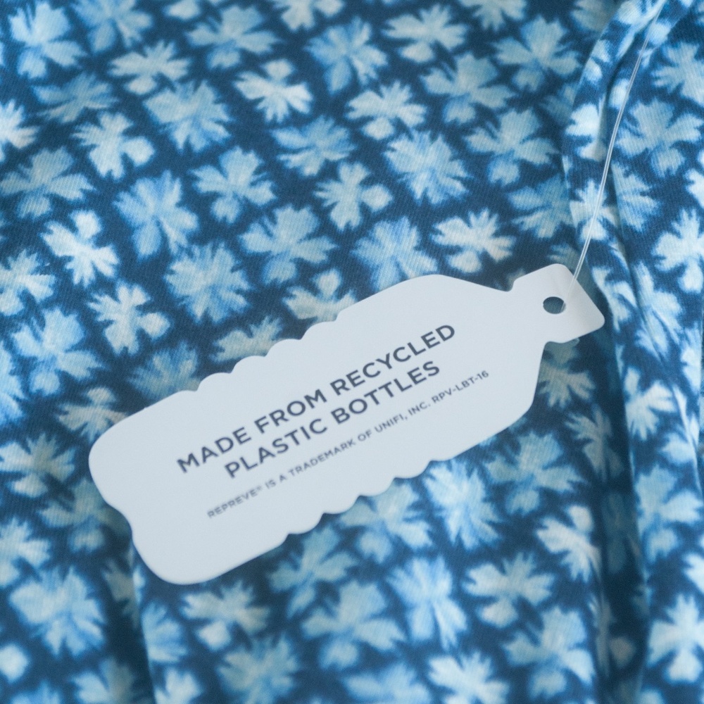 NWT Lands' End Blue Floral Tie Waist Casual Stretch Dress - Picture 6 of 9